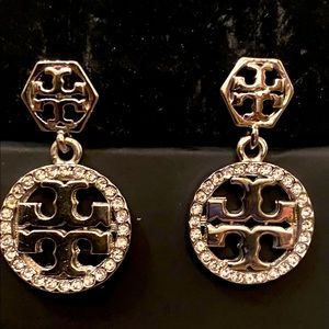 Tory Burch Logo Earrings with Pave’ stones.